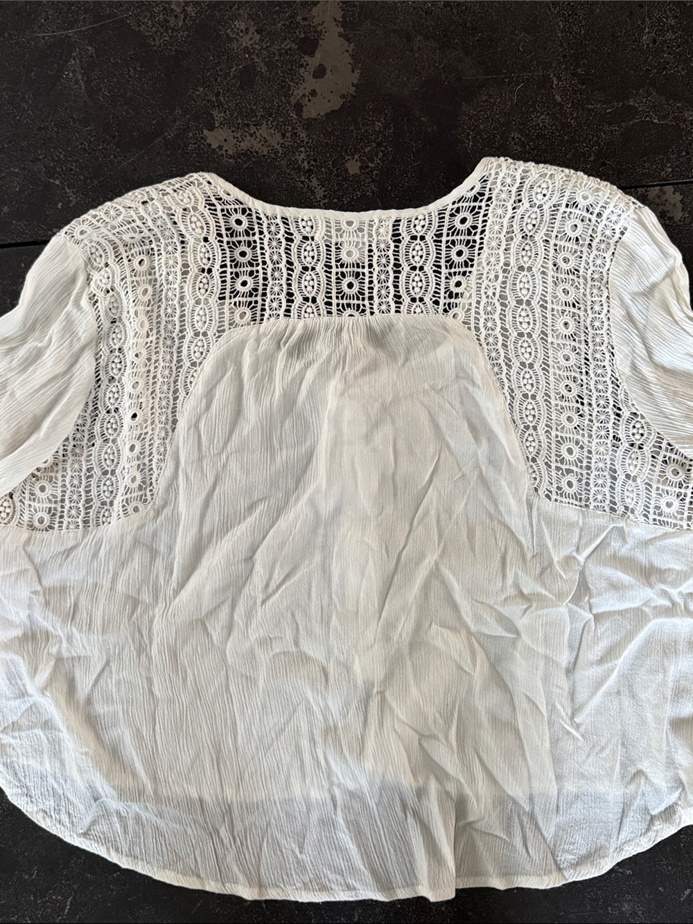 Band of Gypsies Boho Lace-Panel White Peasant Blouse - Picture 4 of 5